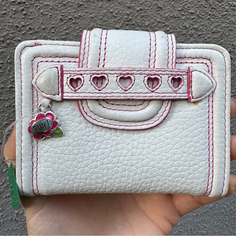 Brighton Pepper Small White Leather Wallet